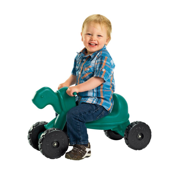 Toddler on Green Turtle Bike