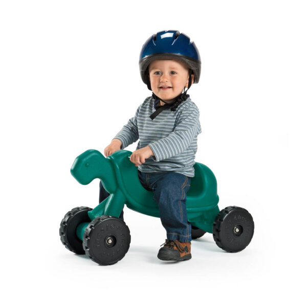 Toddler on Green Turtle Bike